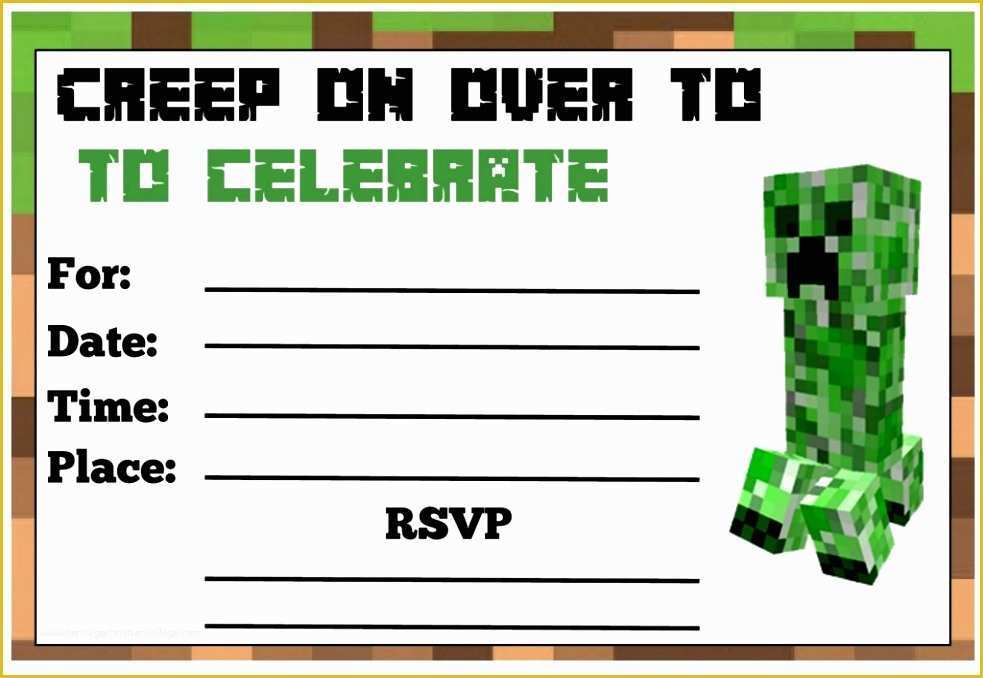 Free Printable Minecraft Birthday Party Invitations Templates Of 6 Minecraft Birthday Party Invitations Templates Teerg
