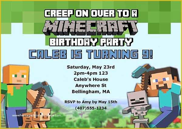 Free Printable Minecraft Birthday Party Invitations Templates Of 69 Printable Birthday Invitation Templates Word Psd