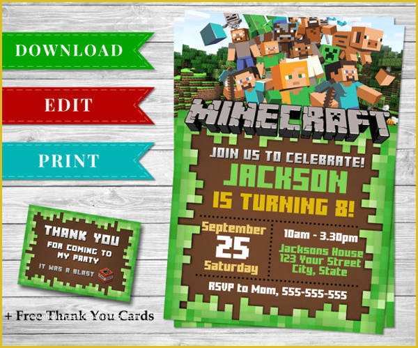 Free Printable Minecraft Birthday Party Invitations Templates Of 83 Birthday Invitations Word Psd Ai Eps