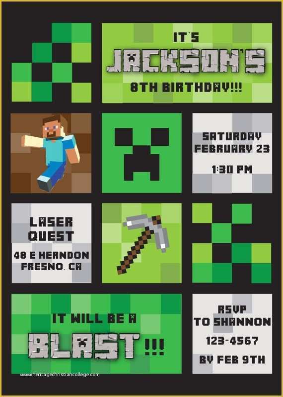 Free Printable Minecraft Birthday Party Invitations Templates Of 86 Best Ryan S Birthday Images On Pinterest