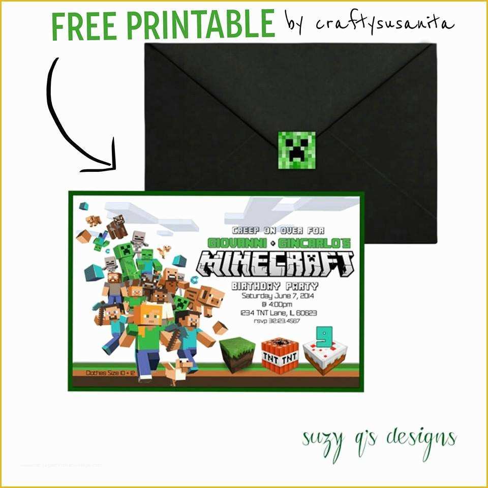 Free Printable Minecraft Birthday Party Invitations Templates Of 9 Best Of Free Printable Minecraft Invitations