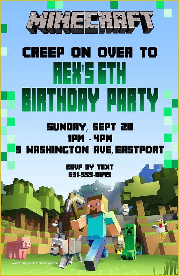 Free Printable Minecraft Birthday Party Invitations Templates Of ...