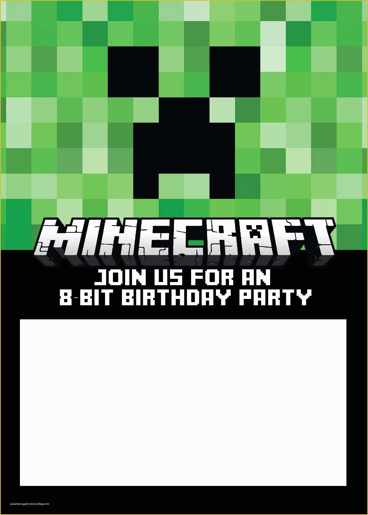Free Printable Minecraft Birthday Party Invitations Templates Of Free Minecraft Birthday Invitations Personalize for