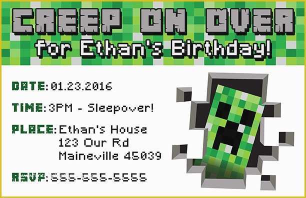 Free Printable Minecraft Birthday Party Invitations Templates Of Free Minecraft Printable Invitation