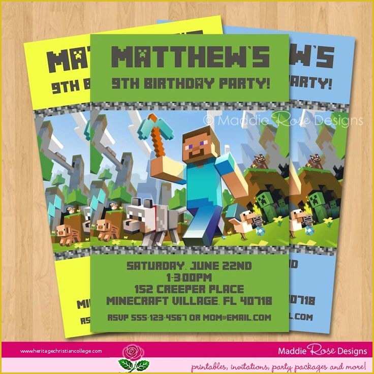 Free Printable Minecraft Birthday Party Invitations Templates Of Free Printable Minecraft Birthday Invitations Cakepins