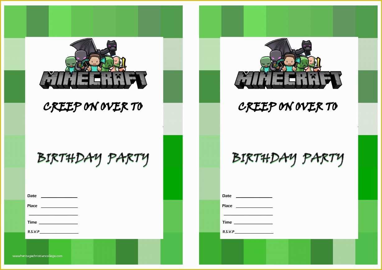 Free Printable Minecraft Birthday Party Invitations Templates Of Free Printable Minecraft Birthday Invitations Free