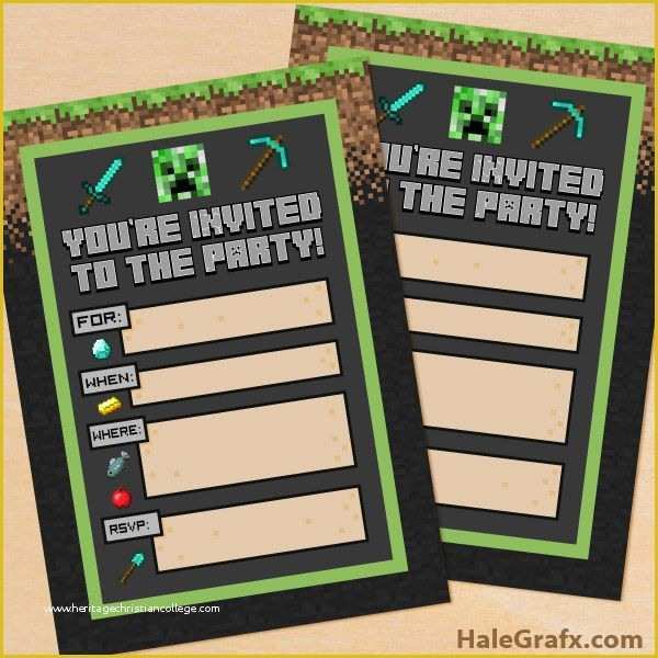 Free Printable Minecraft Birthday Party Invitations Templates Of Free Printable Minecraft Birthday Party Invitation