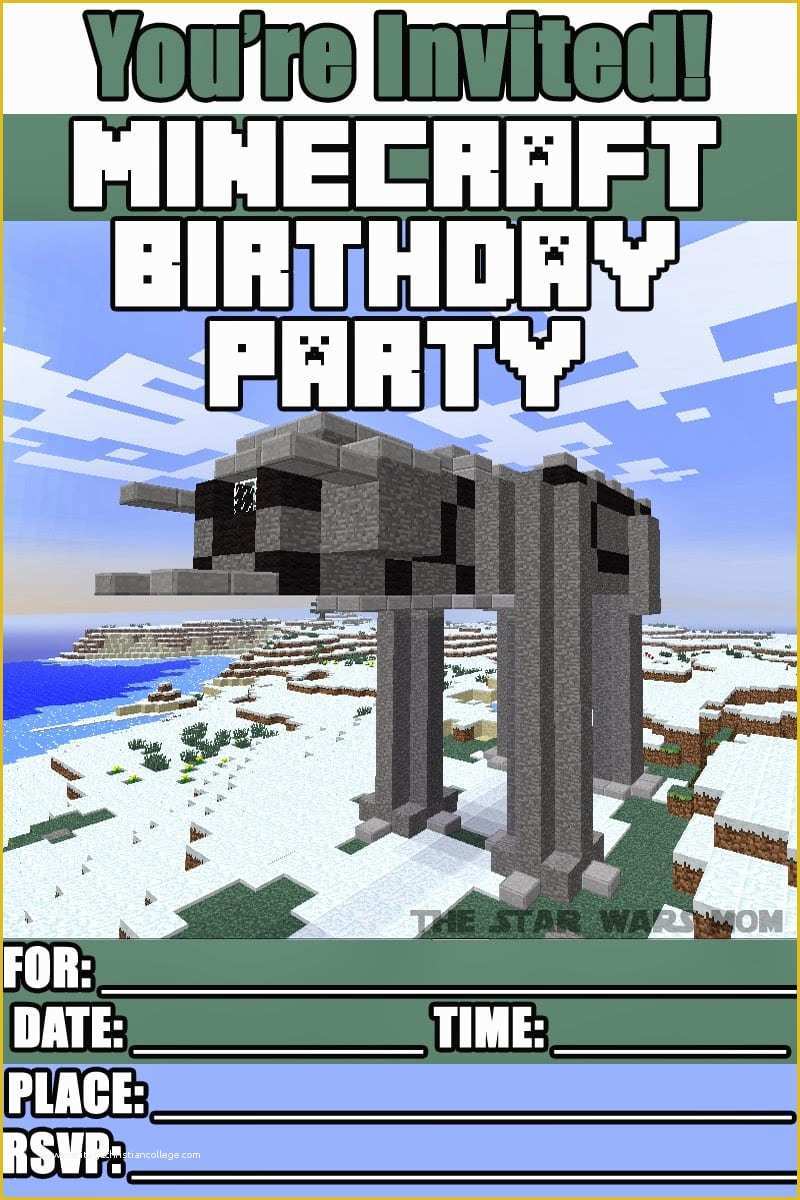 Free Printable Minecraft Birthday Party Invitations Templates Of Minecraft Birthday Invitation Printable Free