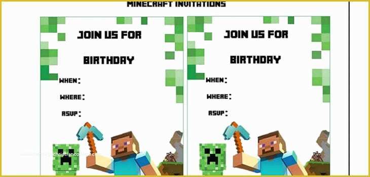 Free Printable Minecraft Birthday Party Invitations Templates Of Minecraft Birthday Invitation Printable Free