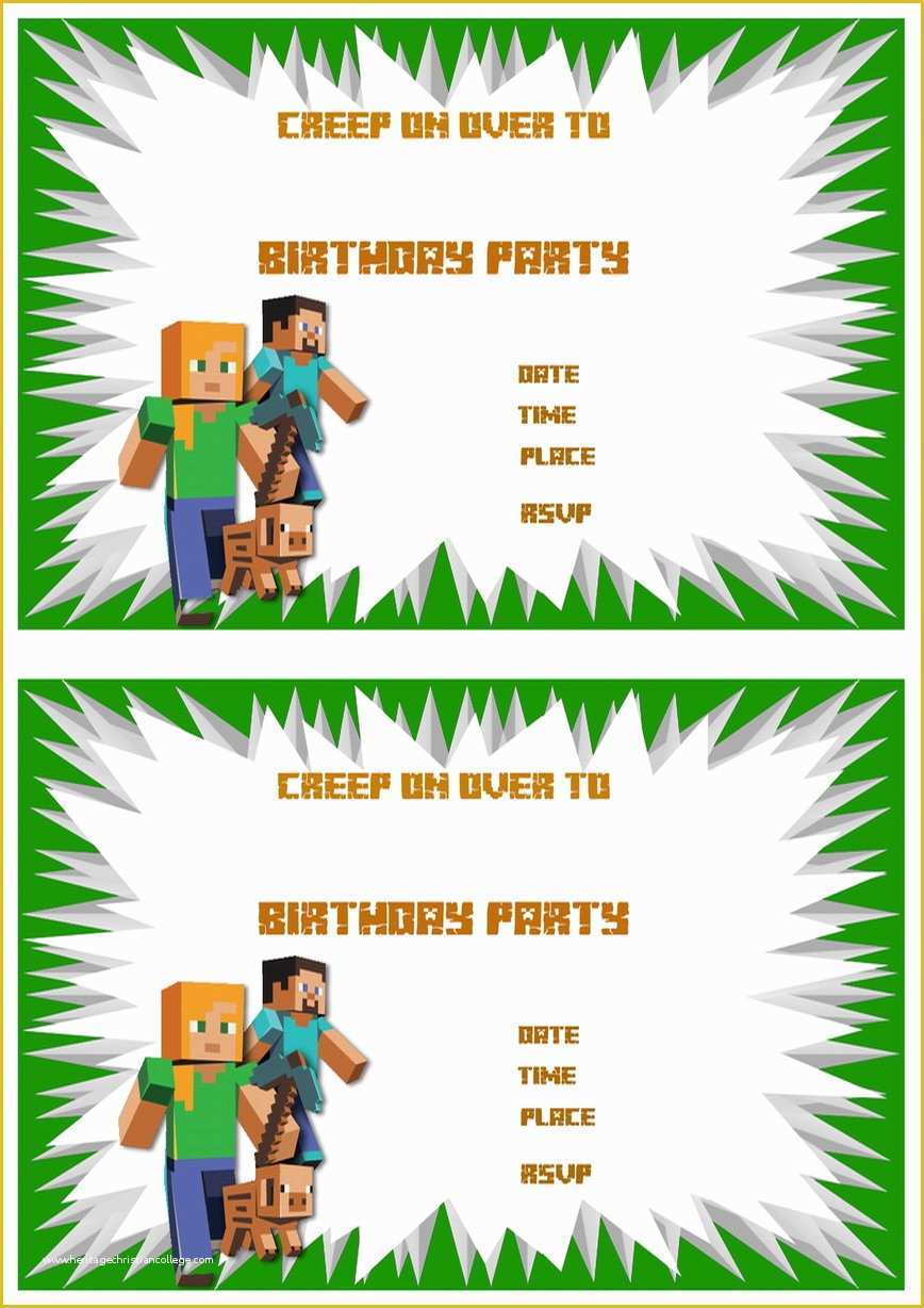 Free Printable Minecraft Birthday Party Invitations Templates Of 