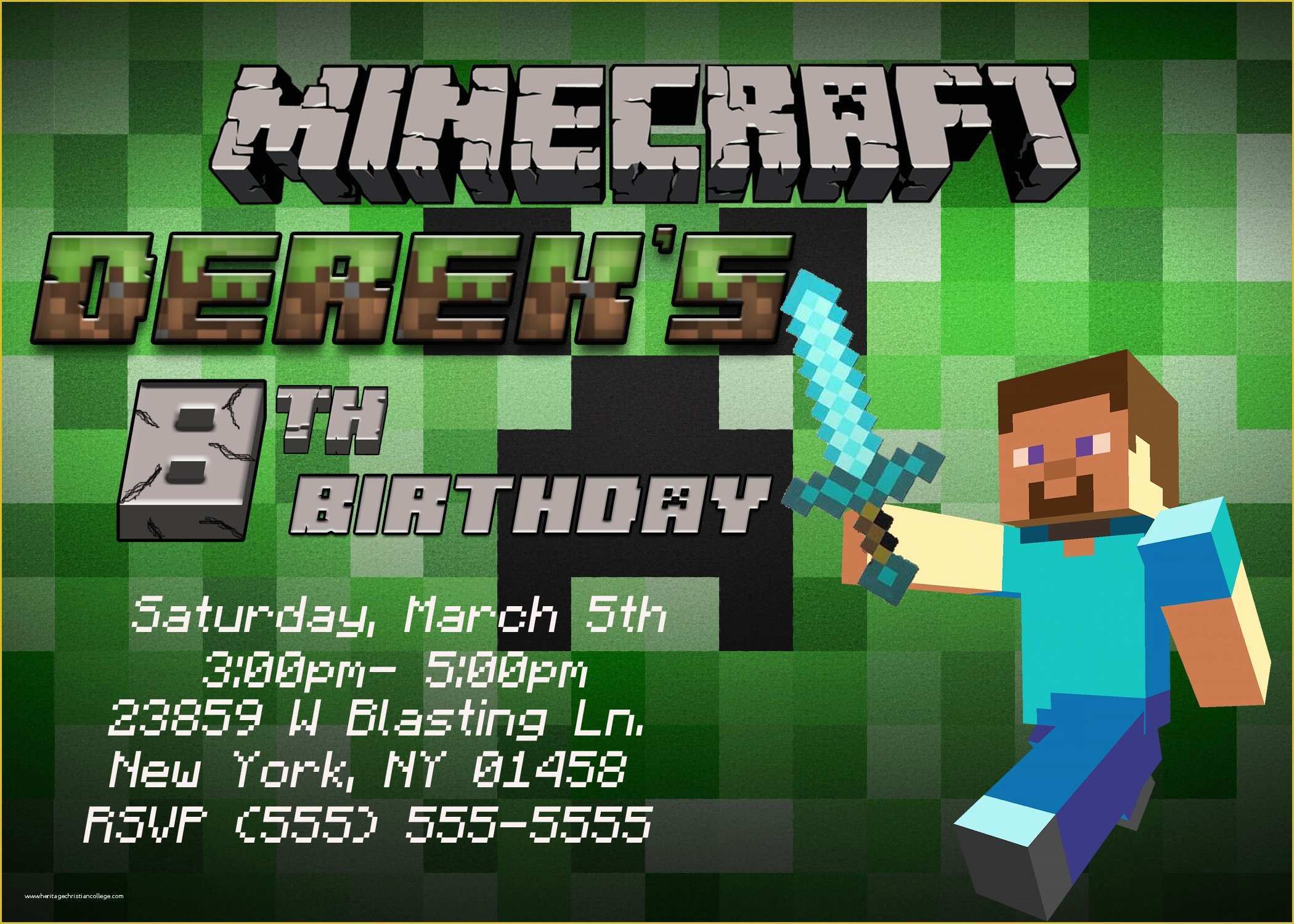 Free Printable Birthday Invitations Minecraft