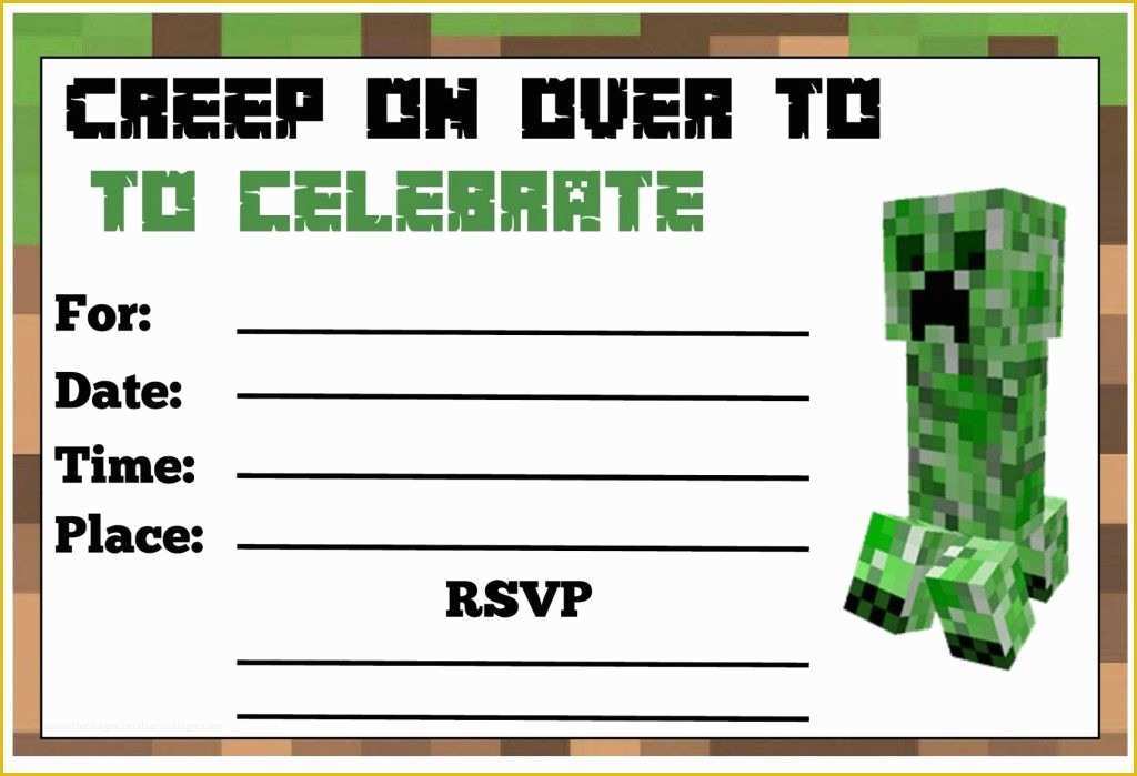 Free Printable Minecraft Birthday Party Invitations Templates Of Minecraft Birthday Party