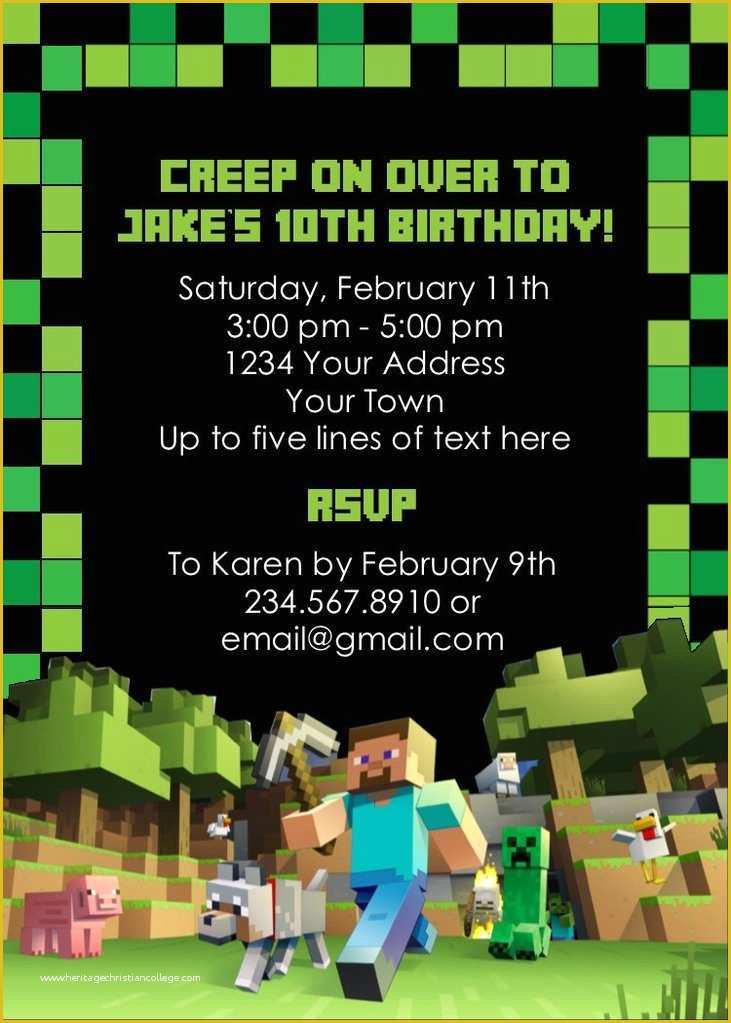 Free Printable Minecraft Birthday Party Invitations Templates Of Minecraft Party Invitation Editable — Partygamesplus