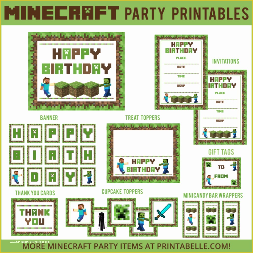 Free Printable Minecraft Birthday Party Invitations Templates Of Minecraft Party Printable Downloads