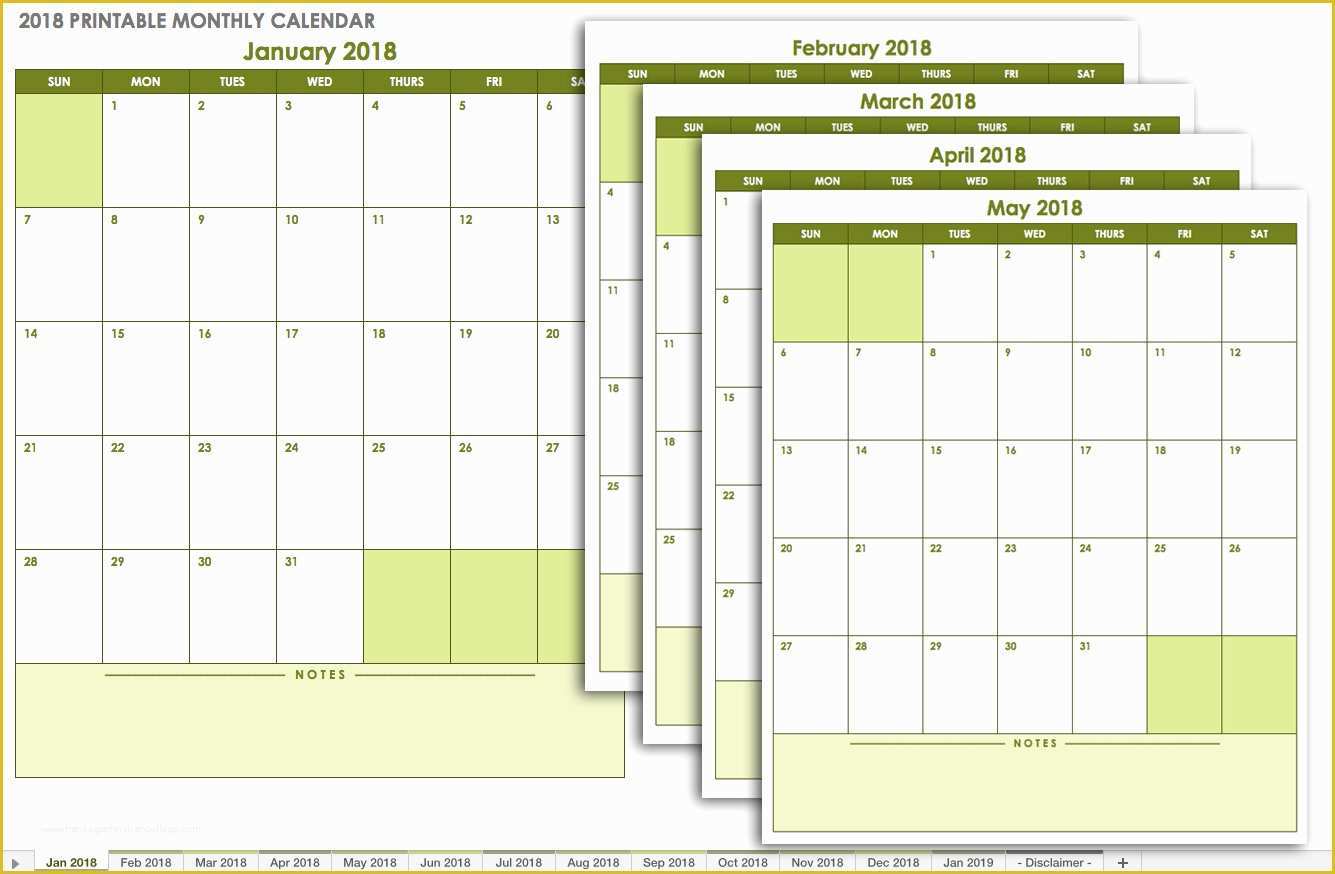Free Printable Monthly Calendar Templates 2018 Of 15 Free Monthly Calendar Templates