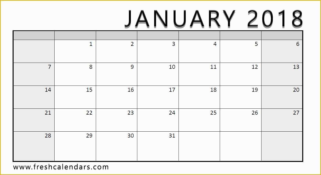 Free Printable Monthly Calendar Templates 2018 Of Blank January 2018 Calendar Printable Templates