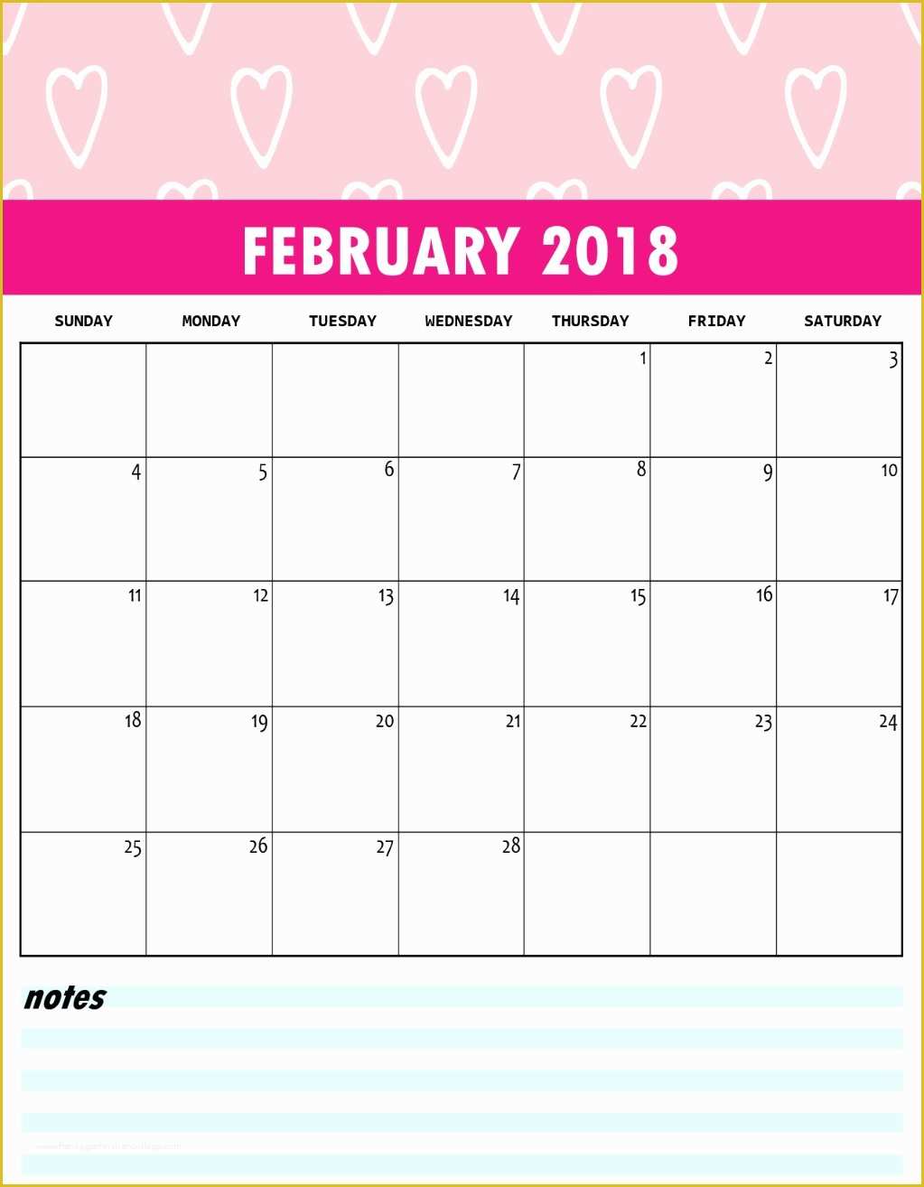 Free Printable Monthly Calendar Templates 2018 Of Cute Free Monthly Printable Calendar 2018