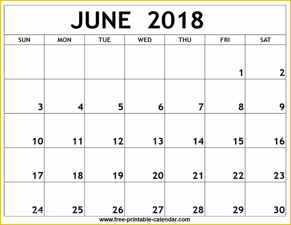 Free Printable Monthly Calendar Templates 2018 Of June 2018 Printable Calendar