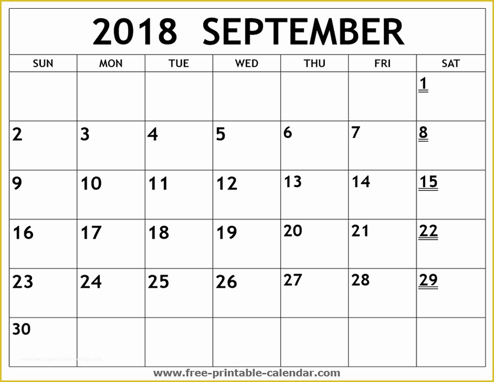 Free Printable Monthly Calendar Templates 2018 Of Printable 2018 September Calendar