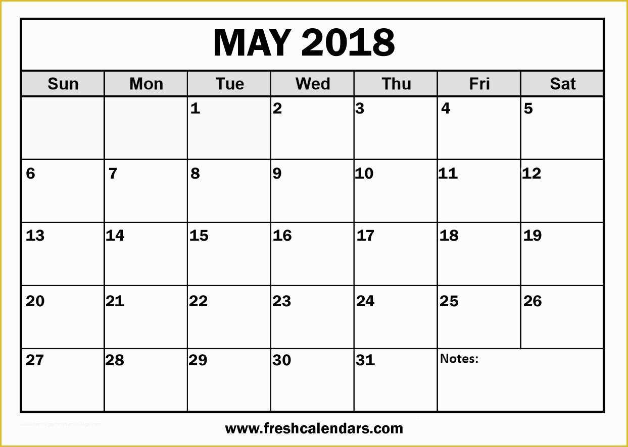 Free Printable Monthly Calendar Templates 2018 Of Printable May 2018 Calendar Fresh Calendars