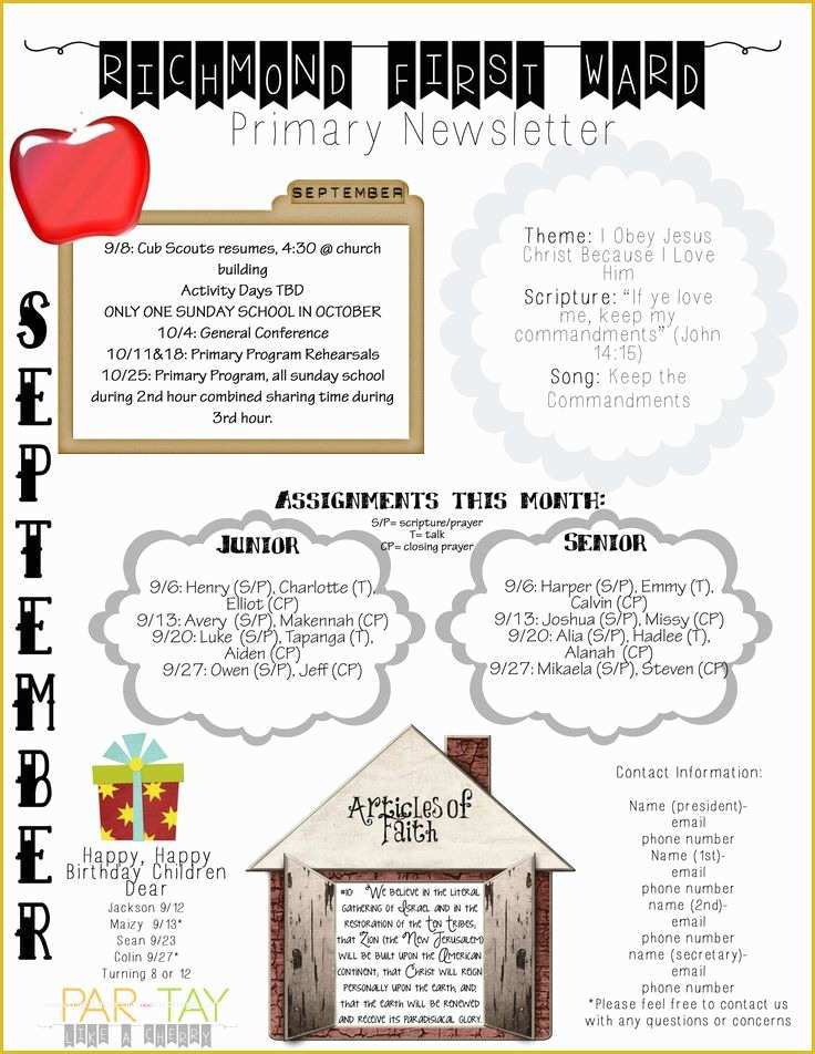 Free Printable Newsletter Templates for Church Of Primary Newsletter Template