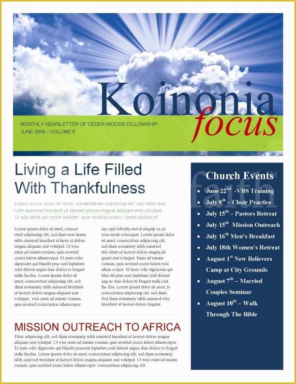Free Printable Newsletter Templates for Church Of Sun Rays Church Newsletter Template