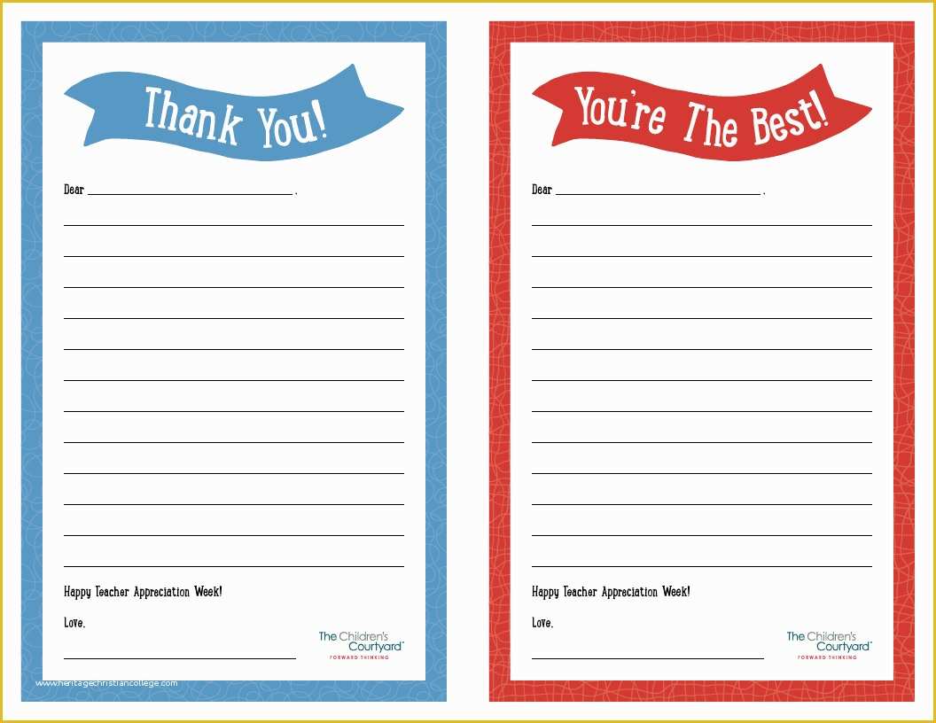 Free Printable Note Cards Template Of Teacher Appreciation Week – Printable “thank You” Notes