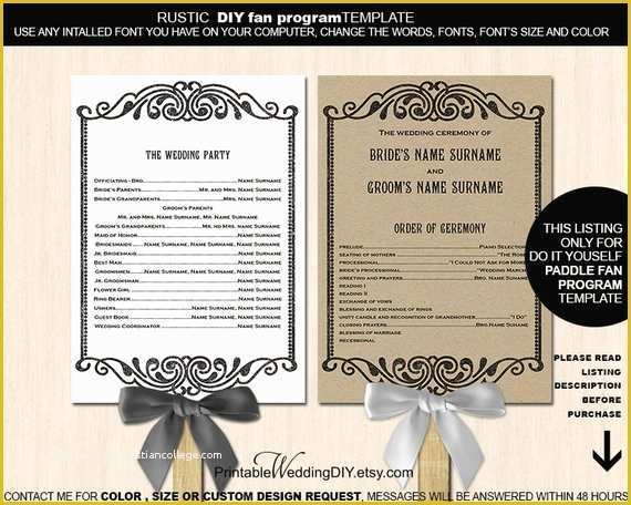 Free Printable Paddle Fan Template Of Rustic Fan Program Printable by Weddinginvitationbyc On Etsy