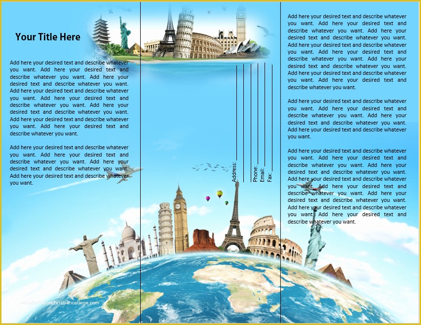 Free Printable Pamphlet Template Of Travel or tourist Brochure Template – Microsoft Word Templates