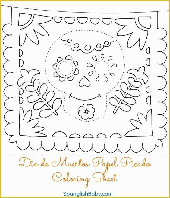 Free Printable Papel Picado Template Of Free Da De Muertos Papel Picado Coloring Sheet Printable