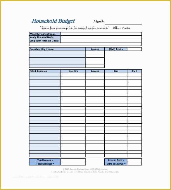 Free Printable Personal Budget Template Of 10 Household Bud Templates Free Sample Example