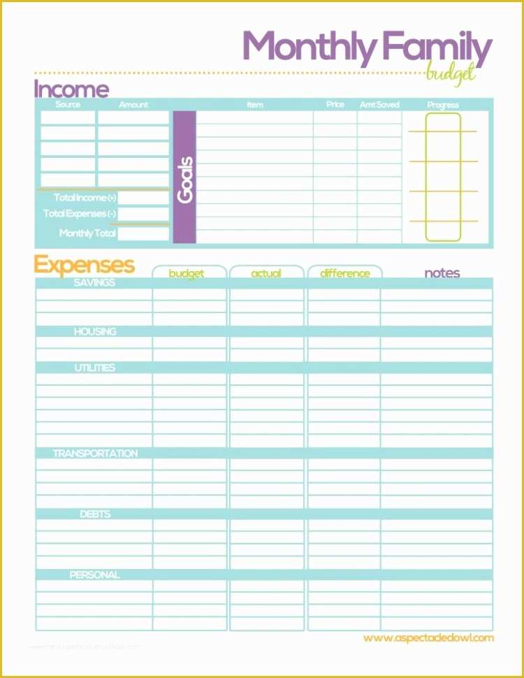 Free Printable Personal Budget Template Of Free Family Bud Printable A Spectacled Owl