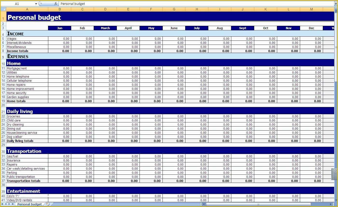 Free Printable Personal Budget Template Of Free Printable Personal Bud Worksheet