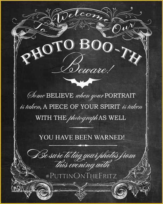 Free Printable Photo Booth Sign Template Of Chalkboard Booth Printable Sign for Halloween Horror