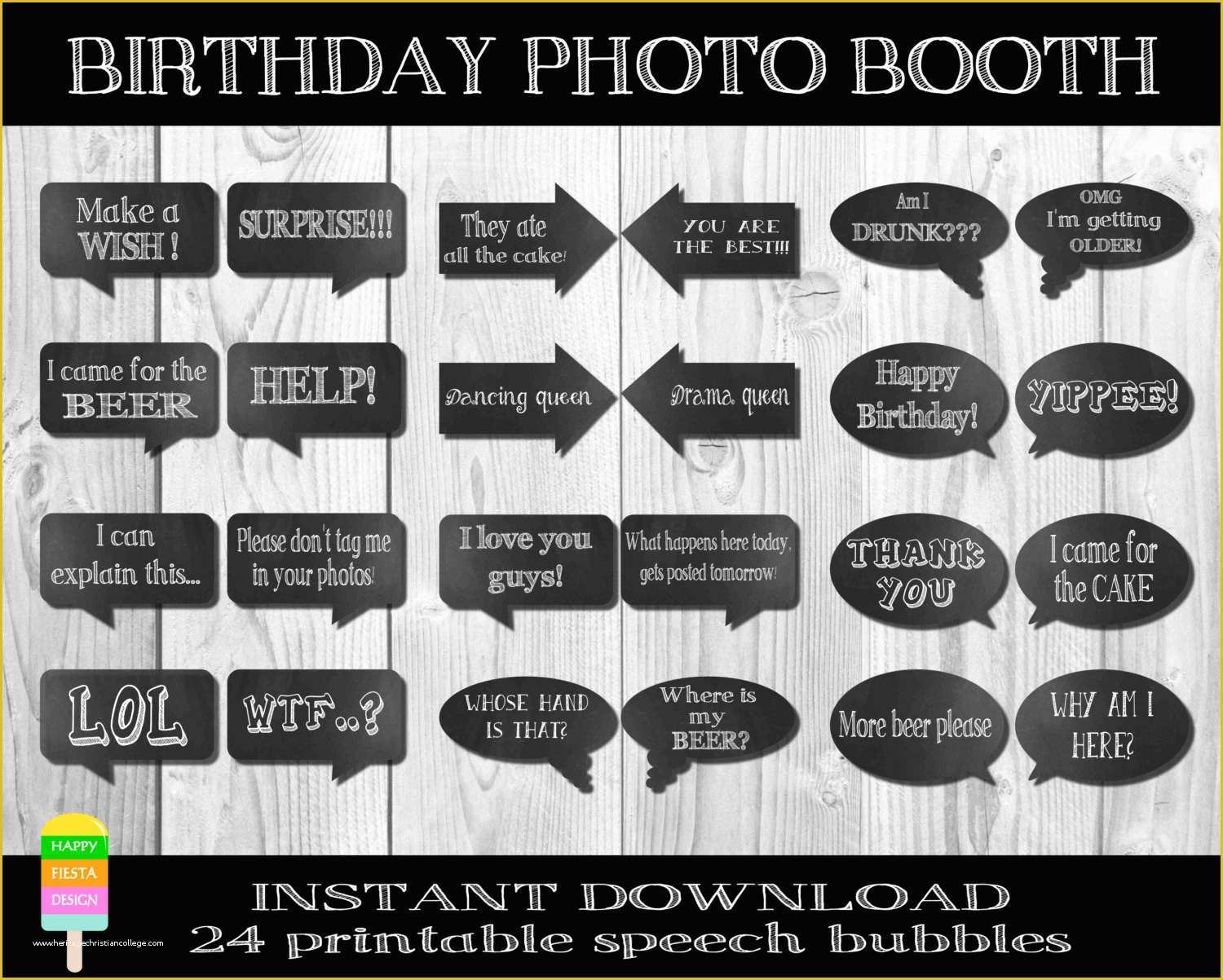 Free Printable Photo Booth Sign Template Of Printable Birthday Booth Propsbirthday Propsdiy