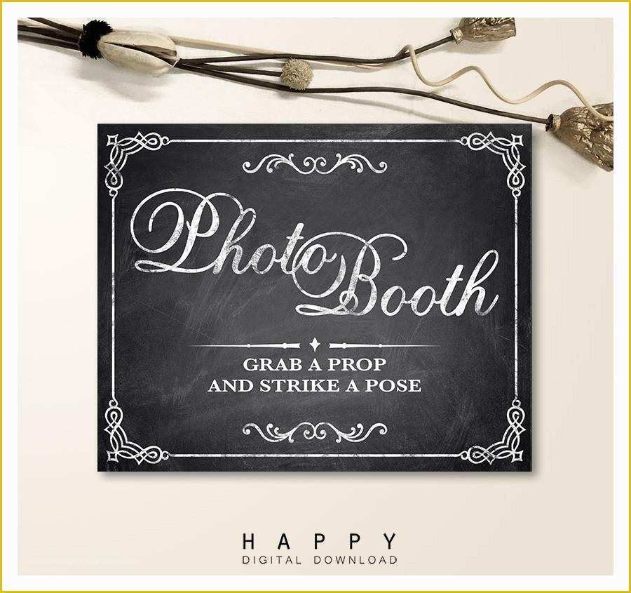 Free Printable Photo Booth Sign Template Of Printable Chalkboard Booth Wedding Sign Happy