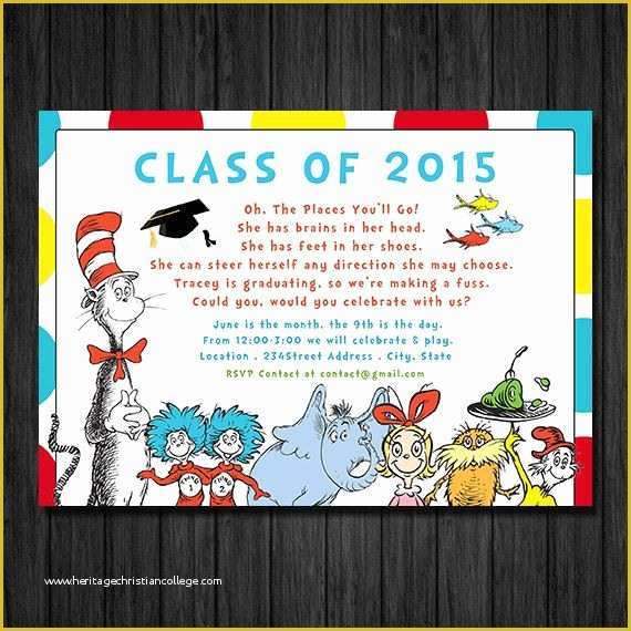 Free Printable Preschool Graduation Invitation Templates Of Dr Suess Graduation Preschool Kindergarten Graduation