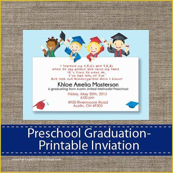 Free Printable Preschool Graduation Invitation Templates Of Preschool Graduation Invitation Diy Printable