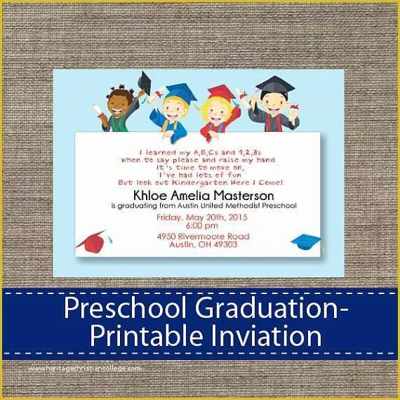 Free Printable Preschool Graduation Invitation Templates Of Preschool Graduation Invitation Diy Printable