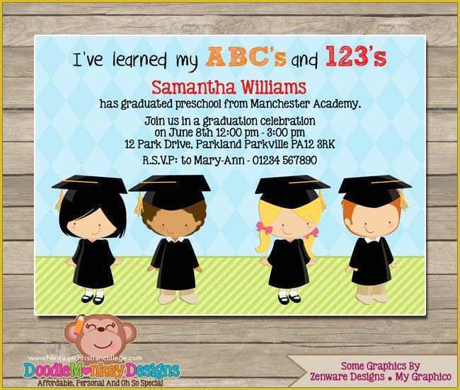 Free Printable Preschool Graduation Invitation Templates Of Preschool Graduation V1 Party Invitation Diy Printable