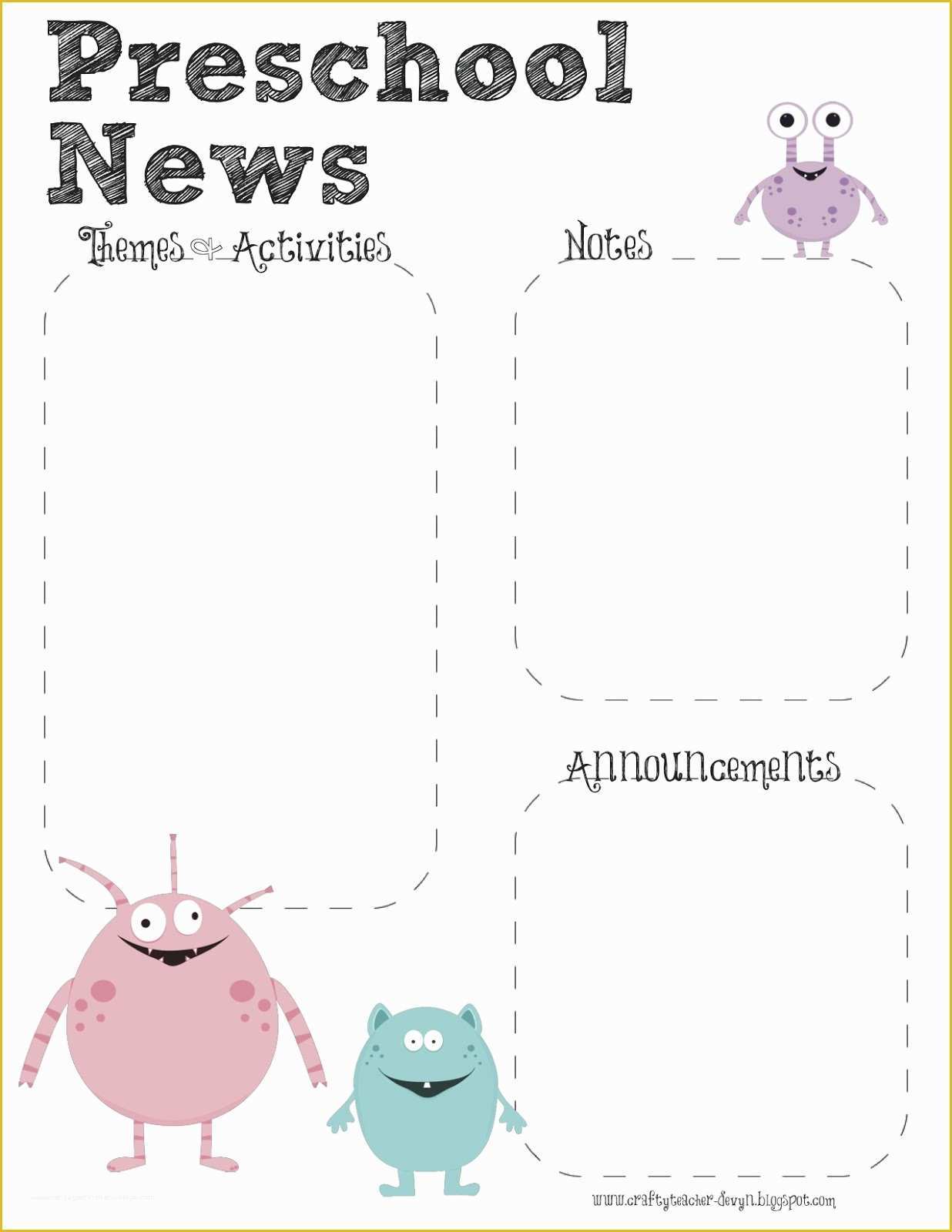 Free Printable Preschool Newsletter Templates Of Monster theme Preschool Newsletter Template