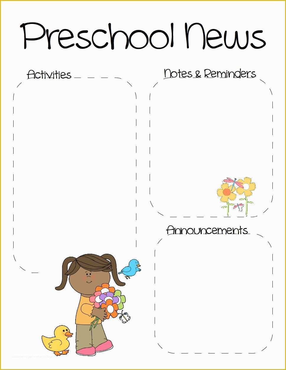 Free Printable Preschool Newsletter Templates Of Spring Preschool Newsletter Template