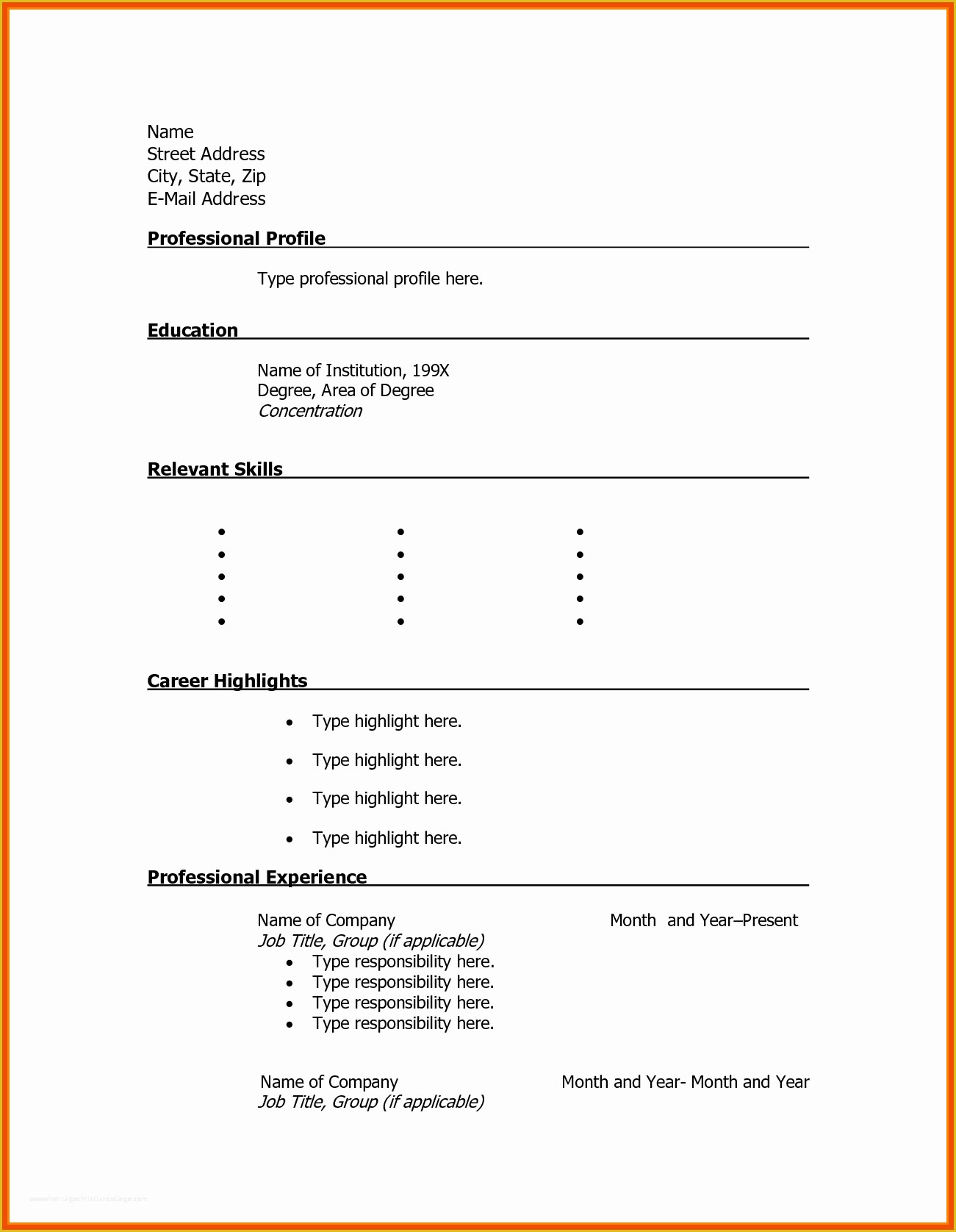 Free Printable Professional Resume Templates Of 7 8 Blank Professional Resume formats