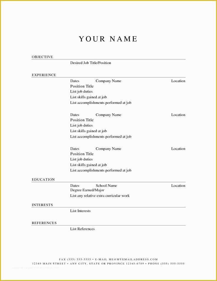 Free Printable Professional Resume Templates Of Printable Resume Templates