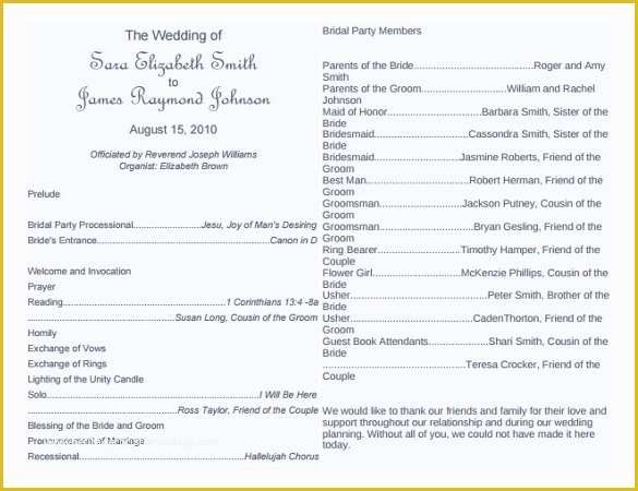 Free Printable Program Templates for Church Of 67 Wedding Program Template Free Word Pdf Psd