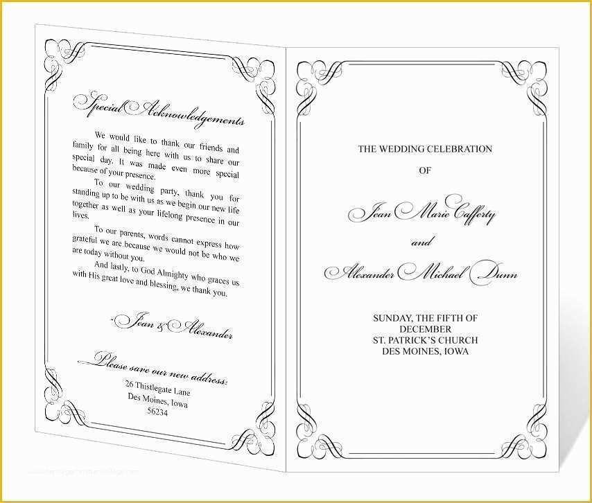 Free Printable Program Templates for Church Of Wedding Program Design Templates