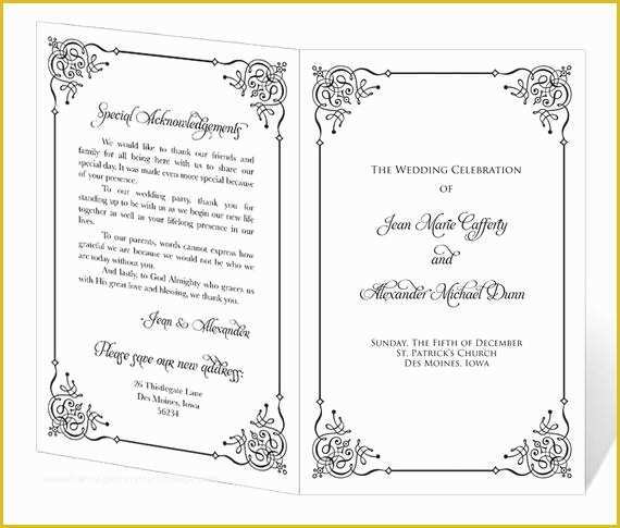 Free Printable Program Templates for Church Of Wedding Program Template Printable Instant Download