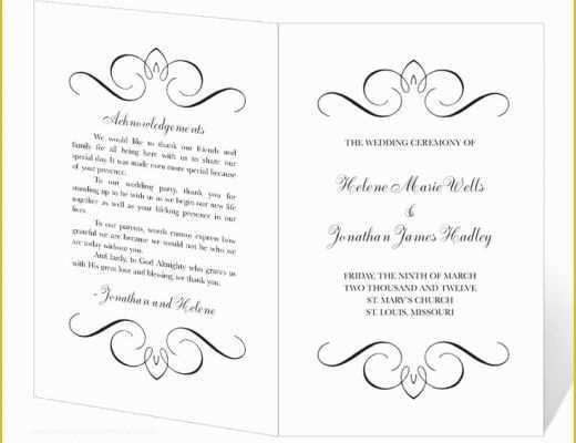 Free Printable Program Templates for Church Of Wedding Program Template Printable Instant Download
