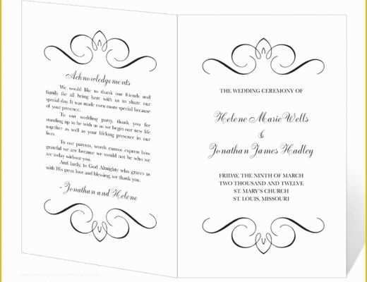 Free Printable Program Templates for Church Of Wedding Program Template Printable Instant Download