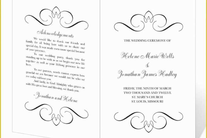 Free Printable Program Templates for Church Of Wedding Program Template Printable Instant Download